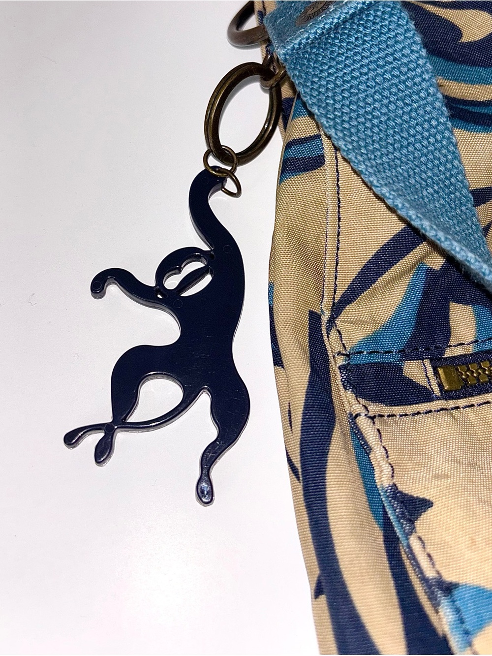 Kipling Canvas Bag with Blue Leaf Print